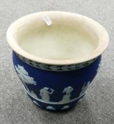 Wedgwood Dip Blue Footed Planter: discolouration to interior, height 16cm