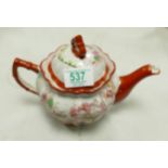 20th Century Floral Decorated Chinese Teapot: height 17cm