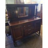 Early 20th Century mahogany mirror back sideboard: 2 doors & 3 drawers to base, 138cm in width.