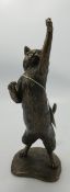 Genesis Bronzed Resin Playful Cat: height 32cm