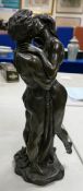 Large Bronzed Resin Figure of Lovers: height 36cm