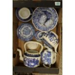 A collection of Burleigh, Wood, Johnson Bros Blue & White Decorative Tea Ware: