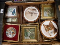 A collection of framed tiles: many branded Staffordshire Enamels (1 tray).
