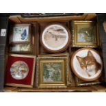 A collection of framed tiles: many branded Staffordshire Enamels (1 tray).