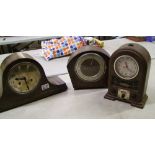 Three Oak Cased Mantle Clocks: (0ne oak effect plastic).