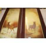 Two Large Edwardian Framed Prints of Stags: 101 x 48cm(2)