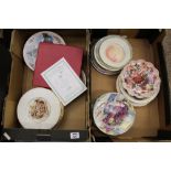 A large collection of wall plates: Coalport, Royal Worcester etc (2 trays).