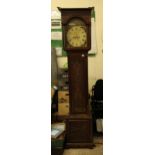 Distressed Large Carved John Ashley Leek Grandfather Clock: painted Dial , with carved decoration to