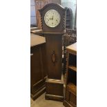 Cottage style 1920's oak longcase clock: 147cm high.