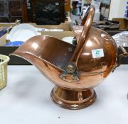 Victorian Heavy Copper Fire Scuttle: height 39cm