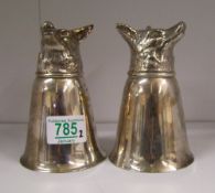 Pair of Silver Plated/white metal Stirrup Cups: