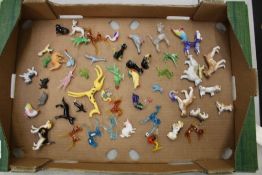 A collection of novelty glass animal figures: ceramic and metal figures also noted (1 tray).
