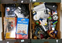 A collection of Vintage Games & Puzzles Mobile Phones, boxed cassette recorder etc : 2 trays