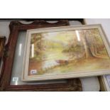 Victorian Large Picture: together with smaller later landscape: largest 65 x 44cm