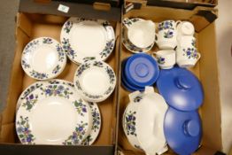 A large collection of Midwinters Alpine Blue Patterned Tea & Dinner Ware: 2 trays