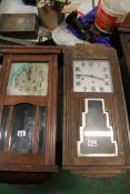 Two Oak Cased 1930's Wall Clocks(2):