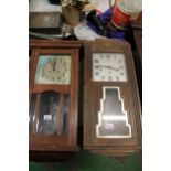 Two Oak Cased 1930's Wall Clocks(2):