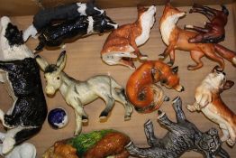 A collection of animal figures: Melba Ware, Leonardo, A. M. Cooper etc (1 tray).