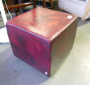 Oxblood Red Leather Foot Stool: