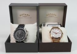 Rotary Gentleman's wristwatches: two Rotary wristwatches, both boxed with paperwork. (2)