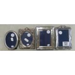 Modern Hallmarked Silver Mounted Picture Frames: largest 13cm x 10cm(4)