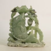 Jadeite Stone Carved Figure of Fish: height 24cm