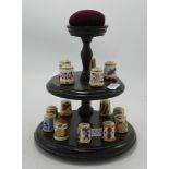 Royal Crown Derby Thimble Set on Stand: