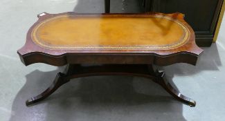 Leather Topped Mahogany Coffee Table: