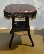 19th Century Carved Hardwood Chinese Table: height 61.5cm, width 45cm
