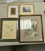 A collection of Framed Prints to include: Local Interest Potbank Scene, Ridgewiel Comic Ski Scene,