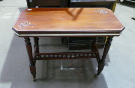 Decorative Mahogany Side Table on Brass Castors: