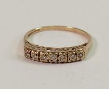 Ladies 9ct Gold Dress Ring: set with diamond stones, 1.5g, size K/L