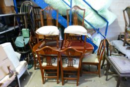 Reproduction Extending Dinning Table & Six Chairs: total length 208cm in leaf