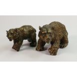 Two Heavy Brass Figures of Bears: largest 21cm in length