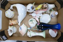 A mixed collection of Franz Pottery items including Floral, Dragon Fly & Butter Fly Themes