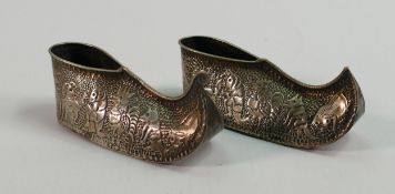 White Metal Miniatures of Scandinavian or similar Shoes: decorated in relief with wildlife, length