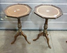Two Leather Topped Wine Mahogany Wine Tables(2)