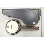 Cased G H & S Melodyuke banjo ukulele: length 59cm