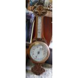 Light Oak Aneroid Barometer: height 81cm