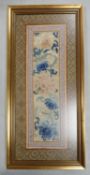 Chinese Embroidered Framed Panel: frame size 55.5cm x 26cm