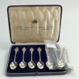 Two sets of hallmarked silver teaspoons: One cased.