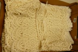 A collection of Maltese Lace Long Slim Lengths: example length 300 x 24cm, 9 lengths