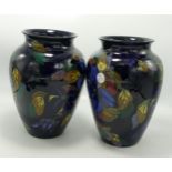 Pair Royal Stanley Ware Floral Decorated Vases: height 22cm(2)