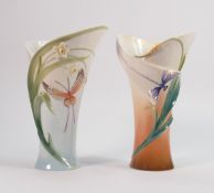 Franz Pottery Dragon Fly Theme Large Vases: tallest 22cm(2)