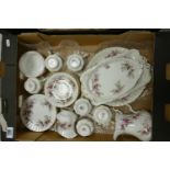 Tray lot of Royal Albert Lavender Rose tea ware: Includes 18 piece tea set, plus 3 x cake & sandwich