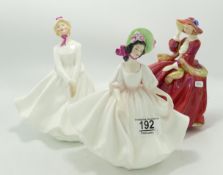 Royal Doulton Seconds lady figures: Mary HN2374, Top O The Hill HN1834 & Sunday Best (3)