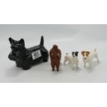 Beswick Chocolate Poodle : 1386 , Scottie 2037, Jack russell Terrier 2109 and 3380 (4)