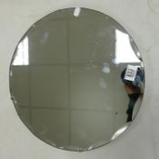 Art Deco Circular Bevel Edged Wall Mirror: diameter 40.5cm