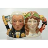 Royal Doulton small two headed character jugs Lord Nelson and Lady Hamilton D7092: with cert