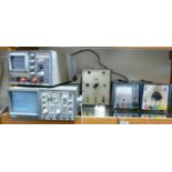 A collection of scientific items suitable for steampunk builds including: Oscilloscopes, power